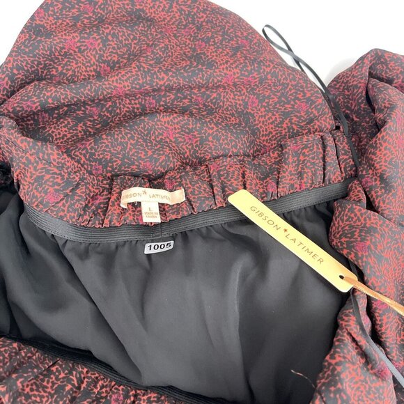 Gibson Latimer Women Jumpsuit Off-Shoulder Puff Butterfly Sleeves Burgundy L NWT - Picture 6 of 12